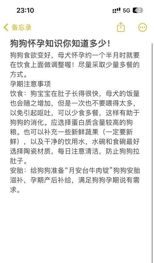 狗狗怀孕多久了？（探究狗狗怀孕期间的各个阶段及关键时刻）