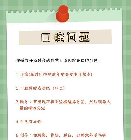 猫咪流口水的原因及解决方法（探究猫咪流口水的四个原因和如何应对）