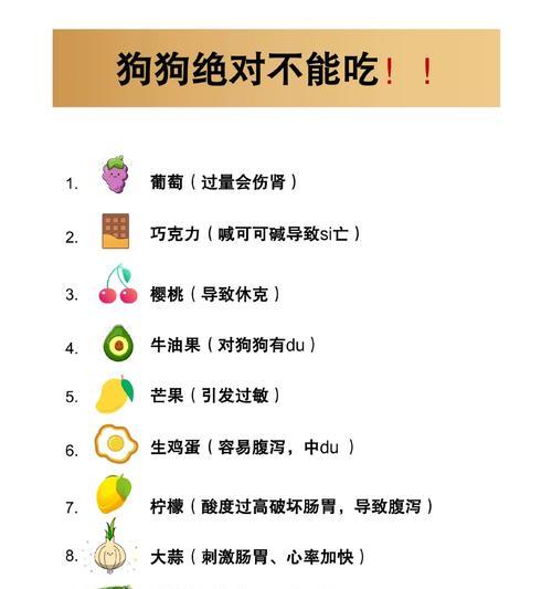 狗狗的饮食禁忌与可食用食物（保护宠物狗狗健康的饮食要点）